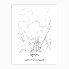 Kyoto,Japan Minimalist Map Art Print