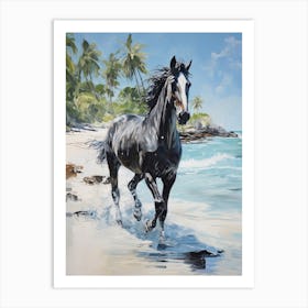 A Horse Oil Painting In Tulum Beach, Mexico, Portrait 1 Art Print