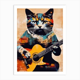 Cat Playing Guitar 4 Art Print