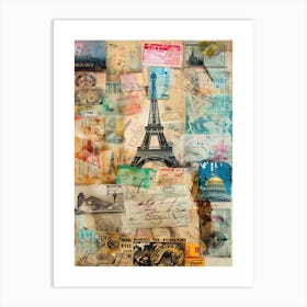 Travel Vintage Paris Print Affiche