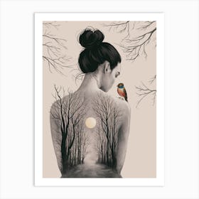 Woman In The Woods Art Print