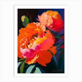 Karl Rosenfield Peonies Orange Colourful Painting Art Print