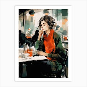 Girl In Cafe Art Print