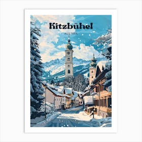 Kitzbuhel Austria Ski Town Travel Illustration Art Print