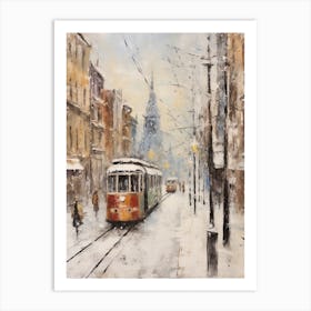 Vintage Winter Painting Munich Germany 2 Art Print