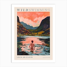 Wild Swimming At Loch An Eilein Scotland 1 Poster Art Print