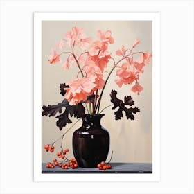 Bouquet Of Coral Bells Flowers, Autumn Fall Florals Painting 3 Art Print