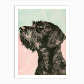 Pastel Blue Pink Watercolour Terrier Dog Art Print