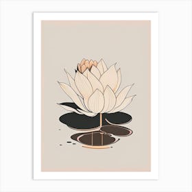 Blooming Lotus Flower In Pond Retro Minimal 2 Art Print