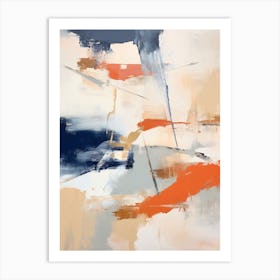 Navy And Orange Autumn Abstract Painting 6 Art Print