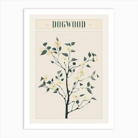 Dogwood Tree Minimal Japandi Illustration 2 Poster Art Print