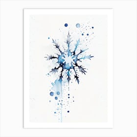 Bullet, Snowflakes, Minimalist Watercolour 2 Art Print