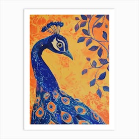 Peacock Mustard Sunset With Ivy 1 Art Print