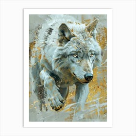 Arctic Wolf Precisionist Illustration 2 Art Print