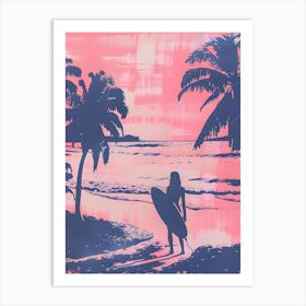 Surfer At Sunset 2 Art Print