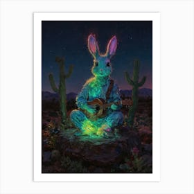 Rabbit With Guitar Art Print