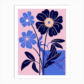 Blue Flower Illustration Asters 2 Art Print