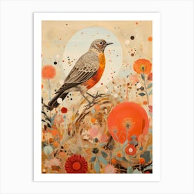 Robin 2 Detailed Bird Painting Art Print