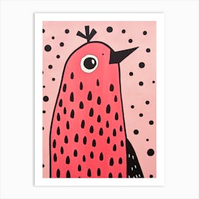 Pink Polka Dot Woodpecker Art Print