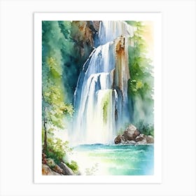 Skradinski Buk Waterfall, Croatia Water Colour  (2) Art Print