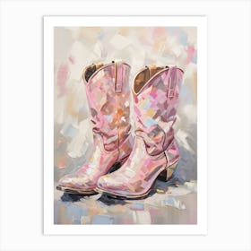 Cowgirl Disco Ball Boots in Blush Pink, y2k, Southwest Art, Southern Girl Art Print