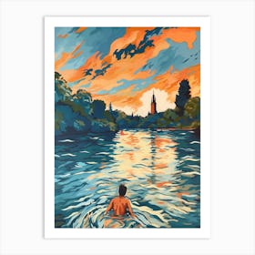 Wild Swimming At River Thames Oxfordshire 2 Art Print