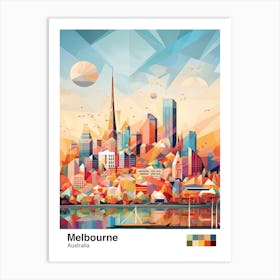 Melbourne, Australia, Geometric Illustration 3 Poster Art Print