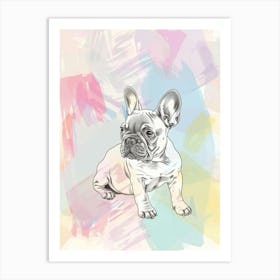 French Bulldog Pastel Line Watercolour Illustration  2 Art Print