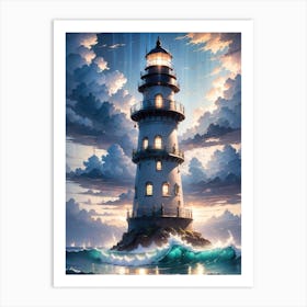 A Lighthouse In The Middle Of The Ocean 43 Art Print