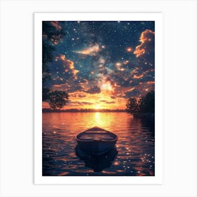 Sunset In A Boat 2 Art Print