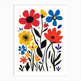 Flowers On A White Background 1 Art Print