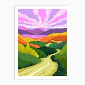 Mountain Natural Landscape Rural Area Scenery Art Print