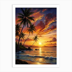 Sunset At The Beach 1 Art Print