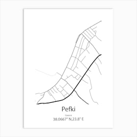 Pefki,Greece Minimalist Map Art Print