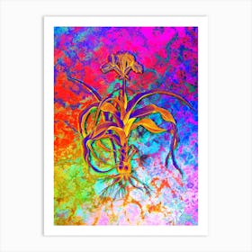 Iris Scorpiodes Botanical in Acid Neon Pink Green and Blue n.0163 Art Print