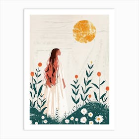 Girl In The Meadow, Boho Art Print