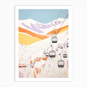 Telluride Ski Resort   Colorado, Usa, Ski Resort Pastel Colours Illustration 2 Art Print