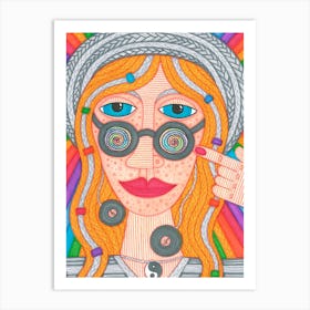 Rainbow Hippy Girl Art Print