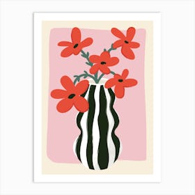 Red Flowers In A Vase Art Print