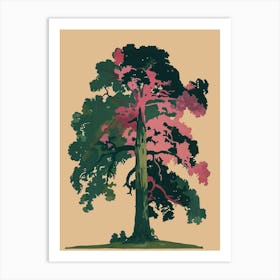 Sycamore Tree Colourful Illustration 2 Art Print