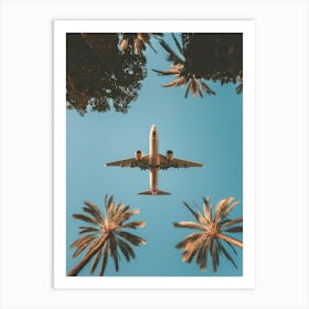 Airplane Flying Over Palm Trees 5 Art Print