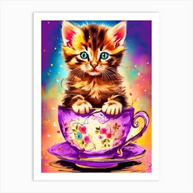 Kitten In A Teacup 1 Art Print