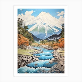 Kamikochi In Nagano, Ukiyo E Drawing 1 Art Print