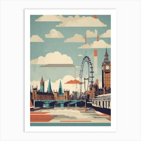Retro London Skyline Art Print