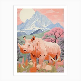 Patchwork Rhino Warm Colours 2 Art Print