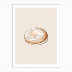 Bagel Bakery Product Minimalist Line Drawing 2 Art Print