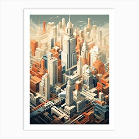 Shanghai, China, Geometric Illustration 3 Art Print