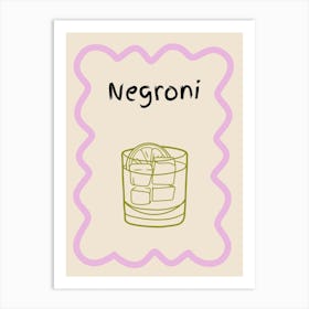 Negroni Doodle Poster Lilac & Green Art Print