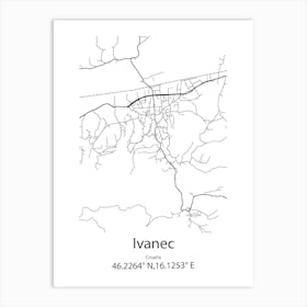 Ivanec,Croatia Minimalist Map Art Print