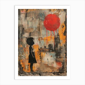 Girl In A Red Dress Art Print